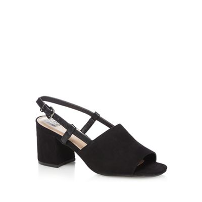 Black 'Chelsea' high block heel peep toe sandals